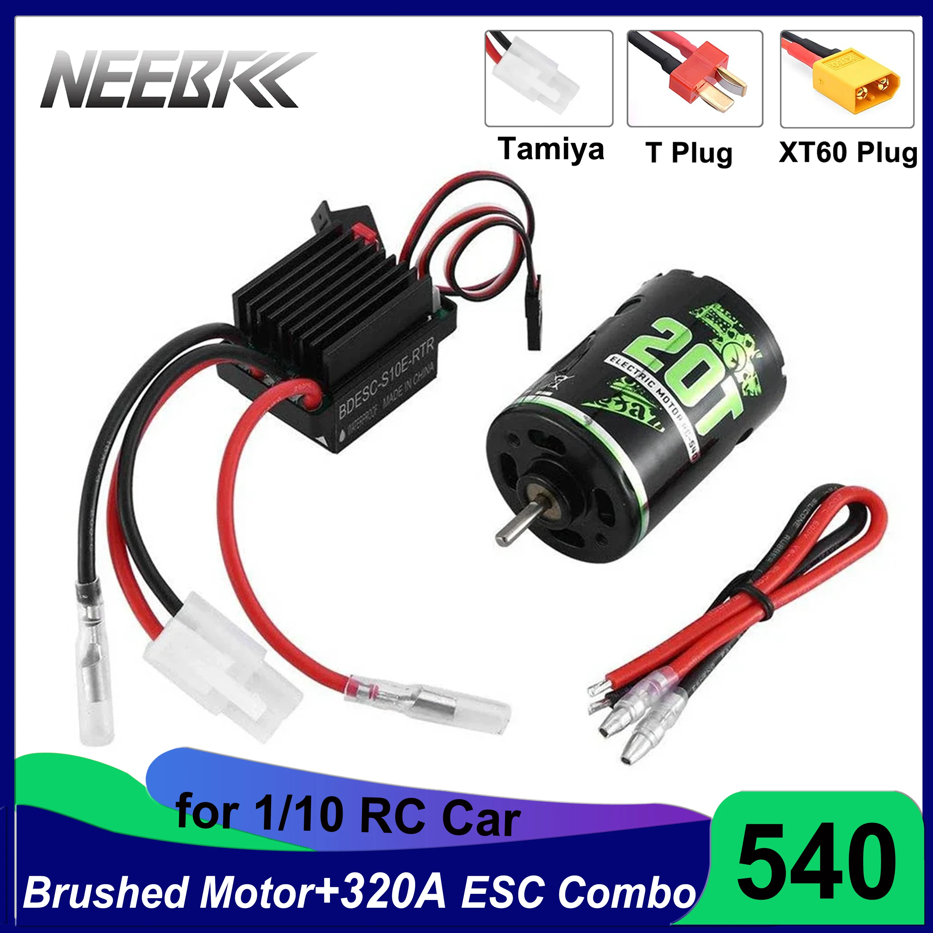 540 Brushed Motor RC Crawler Motor 20T 27T 45T with 320A ESC 5V/2A BEC XT60 Electric Speed Controller for 1/10 RC Car TRX4 AXIAL