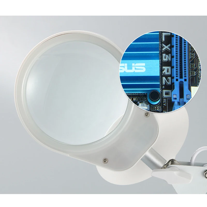 Lampada con lente d\'ingrandimento con supporto e morsetto lampada con lente d\'ingrandimento a LED per lettura, Hobby, artigianato, ricamo, 3 x10x,