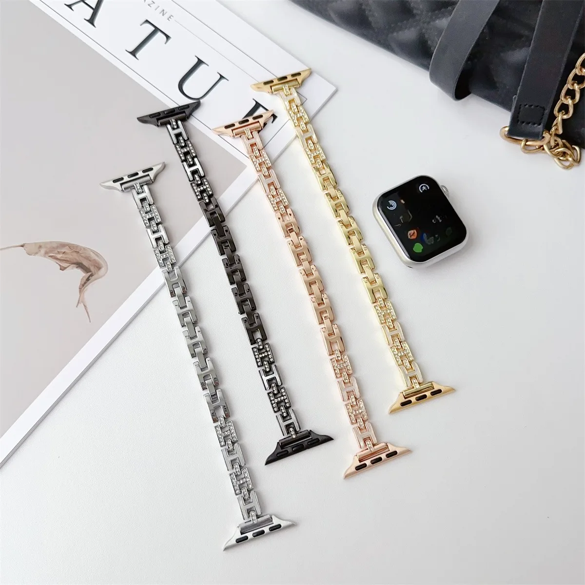 Watch Band For iWatch 42/44/45/46/49mm 38/40/41mm Metal Fashion Watch Strap For Watch Series Ultra2 Series 10/9/8/7/6/5/4/3/2/1_voghion.com