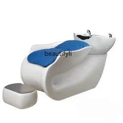 Ceramic Basin Barber Shop Shampoo Chair for Hair Salon Lying Half High-End Salon Massage Flushing Bed