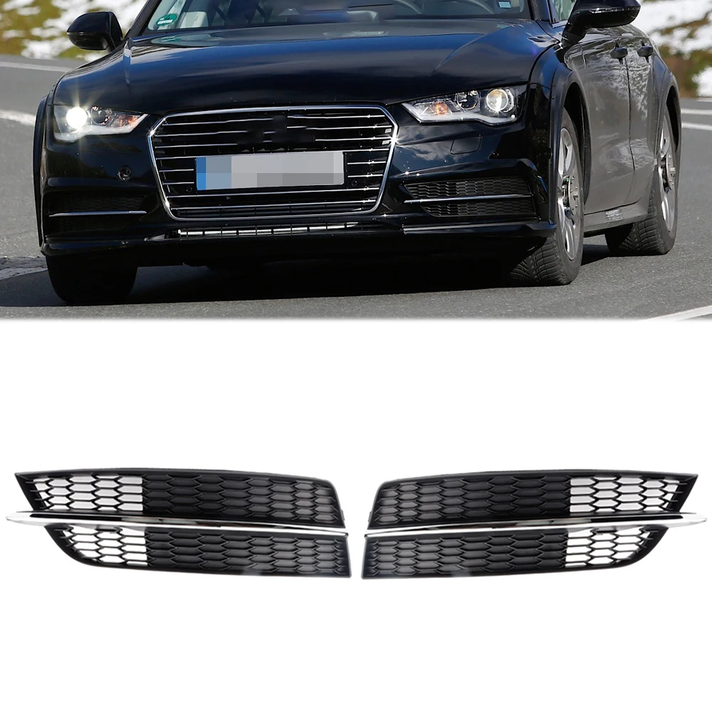 Front Bumper Fog Light Cover Frame Fog Light Grille Racing Grills Grille For Audi A7 S7 2015 2016 2017 2018 Sports Version