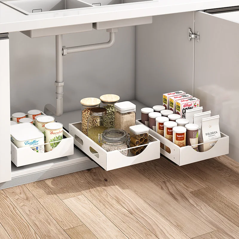 Imagem -03 - Cozinha Bacia e Prato Armazenamento Rack Built-in Pull-out Tigela e Prato Partição Armazenamento Rack Household Drawer Tableware Cup Holder