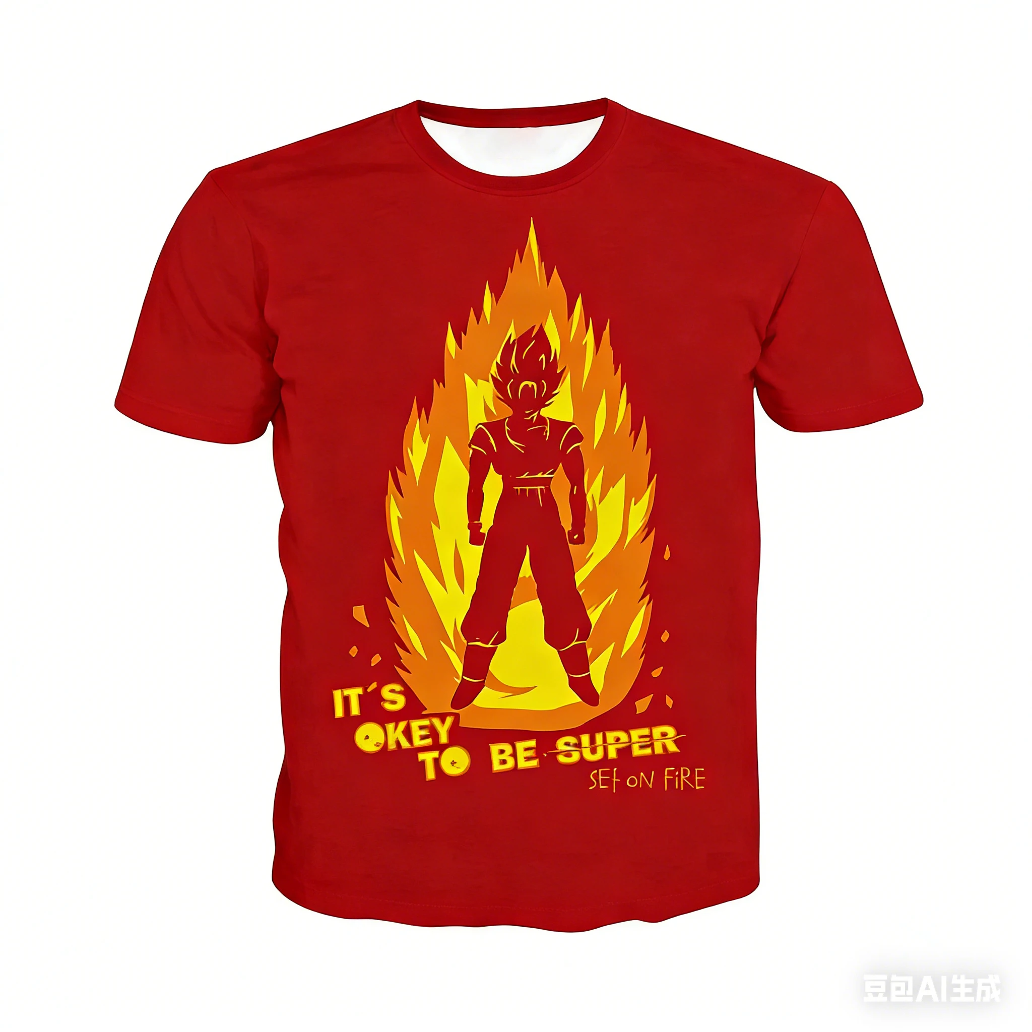 

Japanese Anime Dragon Ball Z Printed Son Goku Its Okay To Be Super Set On Fire T-shirt Fashion Kids Adults Cosplay Tops Clothing