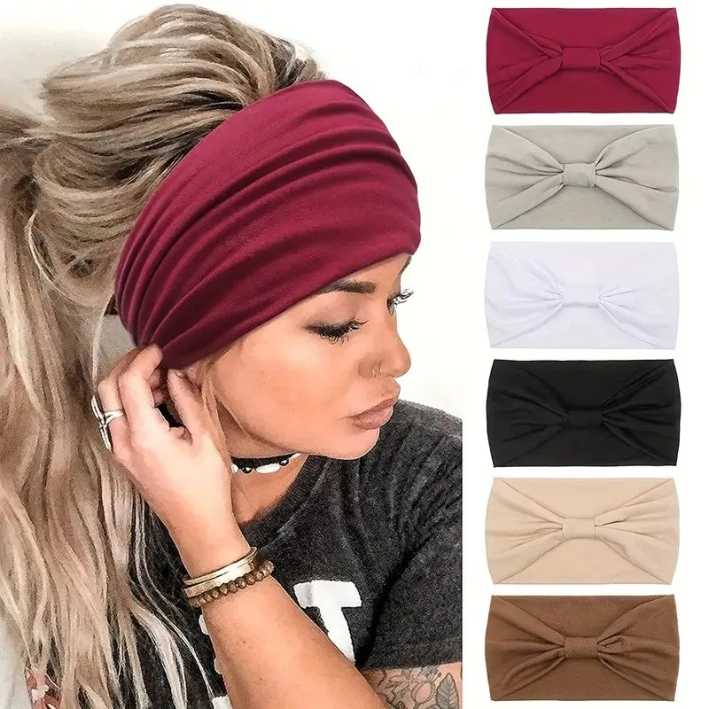 Solid Color Hair Accessories Twisted Large Thick Wide Headbands Turban Workout Headband Head Wraps for Women Sports Head band