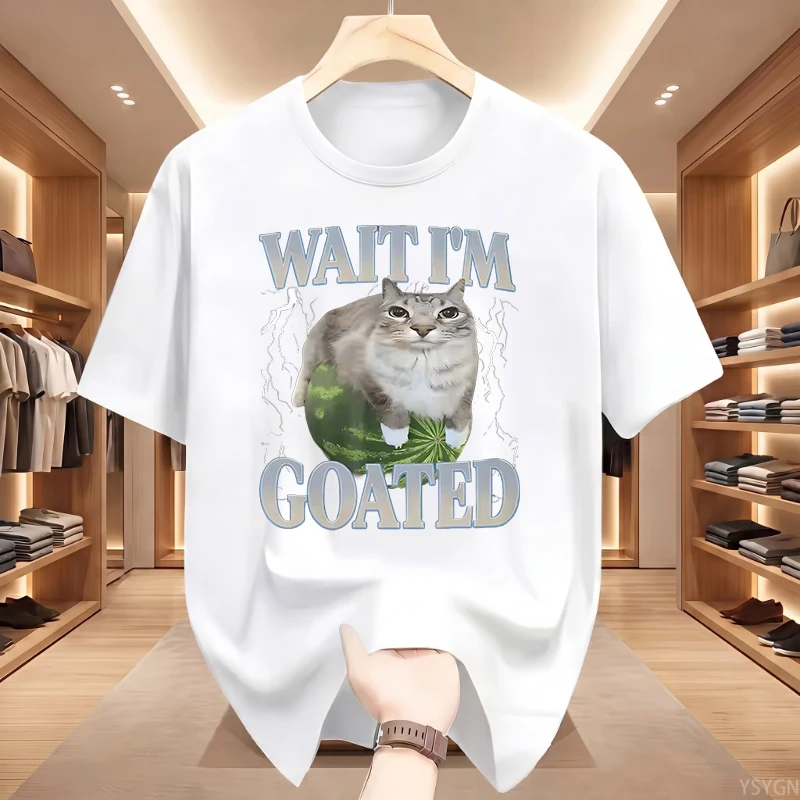 Wait I'M Goated Funny Meme Accessories Unisex Summer Fashion T Shirts 100% Cotton Tee Graphic Printing T-shirt Clothing Tops