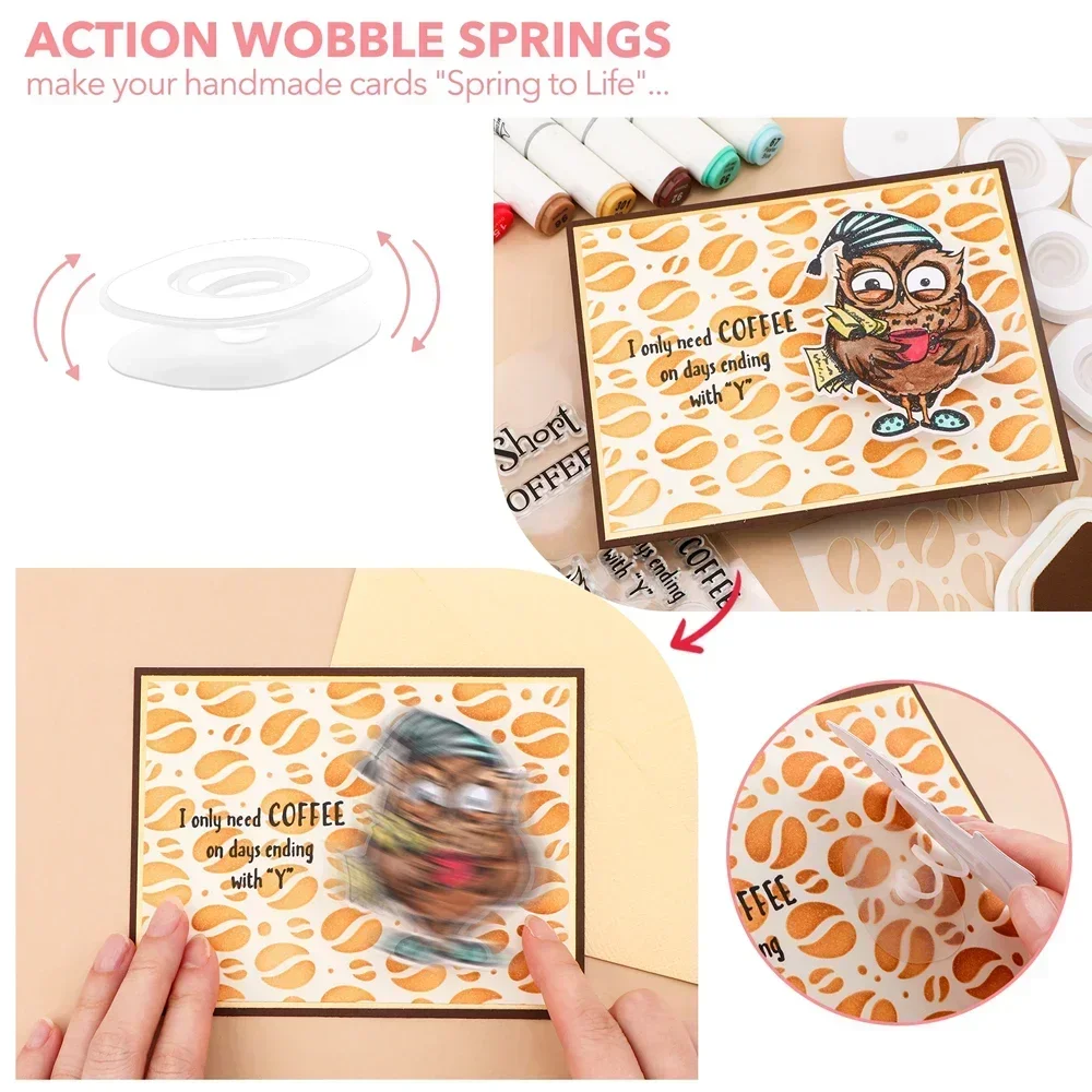 30-60pcs Creative Mini/Standard Action Wobbles To Create An Interactive Card Collapsible Self-Adhesive Springs Wobblers Movers
