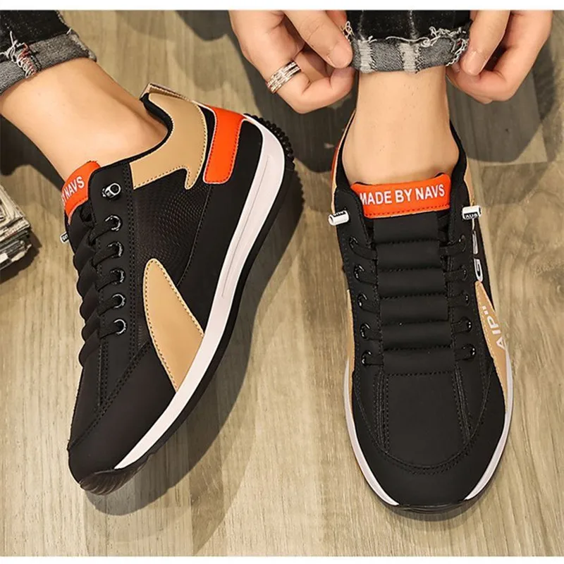 Men Leather Shoes Sneakers Trendy Casual Shoes Breathable Leisure Male Sneakers Non-Slip Soft Footwear Men's Vulcanized Shoes