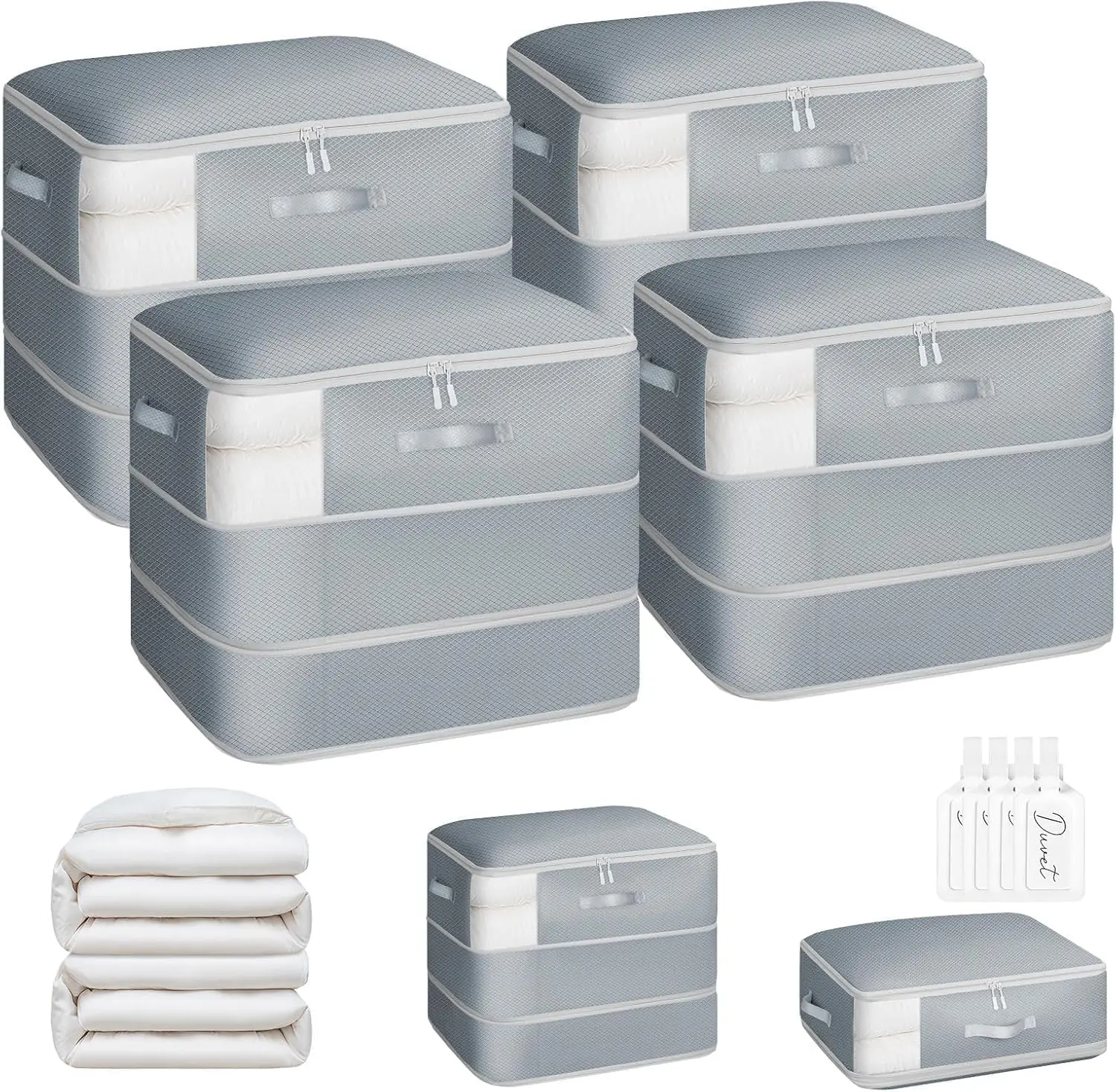 

110L Self Compression Storage Bags for Duvet, Pillow, Bedding, Blanket - 4 Pack Nylon
