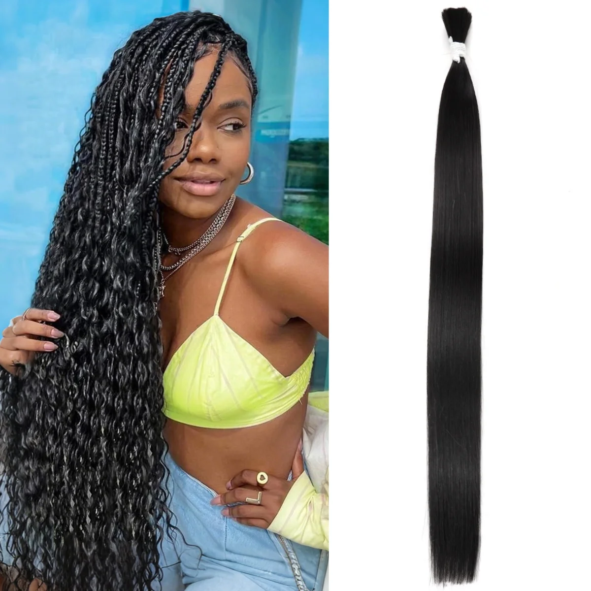 

Синтетические прямые волосы для наращивания из органического волокна, 28 дюймов (70 см), без трессов, для плетения кос, 100 г в упаковке