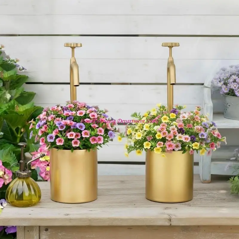  Gold Succulents Planter Pot Faucet Styles Gold Metal Planter for Desk and Shelf