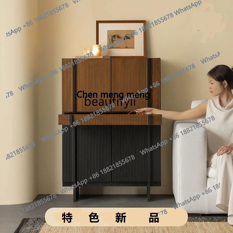

Ash wood dining side cabinet wabi wind living room against the wall entrance storage bedroom storage cabinet household H
