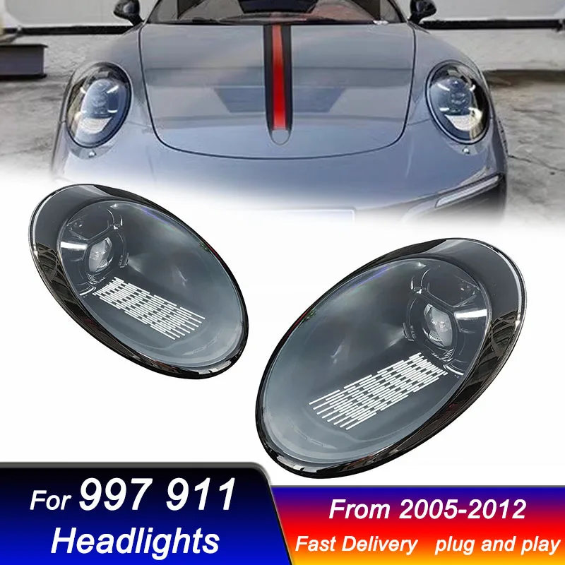 Faróis de estilo de carro para porsche 911 997 2005-2012 para novo estilo completo led drl sinal dinâmico cabeça lâmpada conjunto de luz frontal