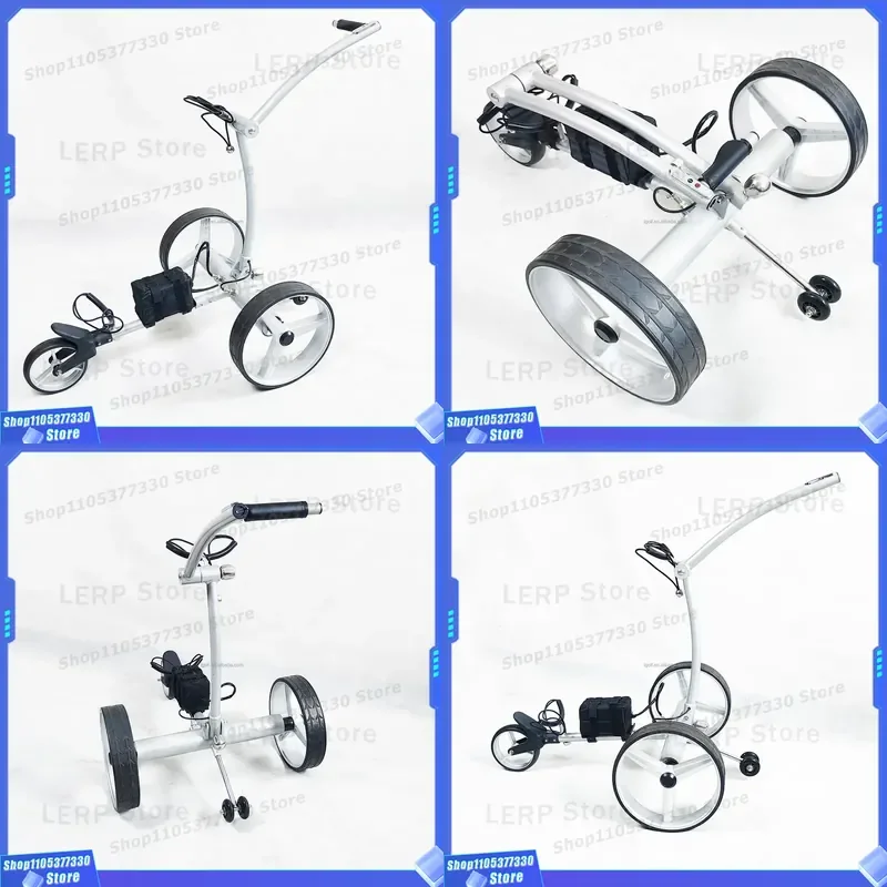 Electric Golf Bag Cart Portable Trolley for Course Walking Lightweight Foldable Push Pull Carrier with Wheels for Men Women