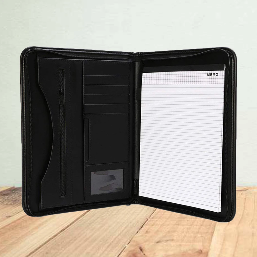 

1pc Large Capacity Business File Folder A4 Office Supplies Data Storage Bag Multifunction Conference Organizer Black For