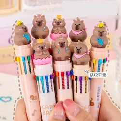 24pcs/lot New Capybara 10 Colors Ballpoint Pen Creative 0.5MM Roller Ball Pens School Office Writing Supplies Stationery Gift