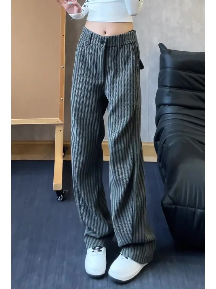 

ay American Sle Chenille Heavyweight Men's Autumn Drapey Lazy Wide Leg Sweatpants Pleated Straight Casual Pants