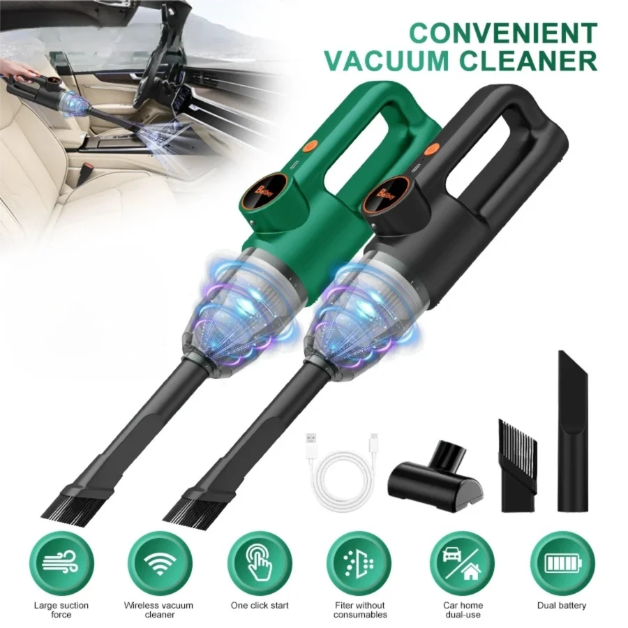 LED-illuminated vacuum cleaner with no-dead-zone cleaning and brush head filter Universal design suitable for all cleaning scena
