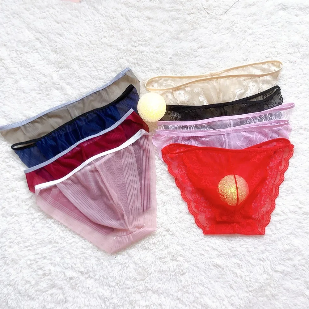 

Men Sexy Briefs Sexy Lace Underpants Mesh Sheer Bulge Pouch Bikini Briefs Thongs Underwear Fashion Bottom Shorts Pants Lingerie