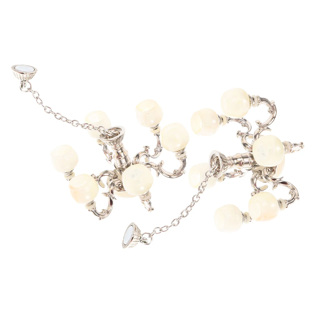 

2pcs Miniature Dollhouse Ceiling Lights: Vintage Hanging Lamp House Realistic Simulation Furniture Small Decorative Lamps For