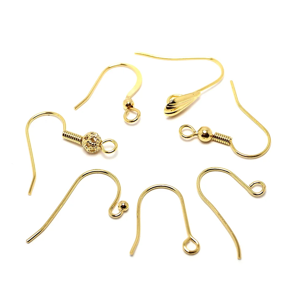 20pcs Ear Wire Hooks Trendy Ear Jewelry,24k Gold Plated Brass Elegant Ear Adornments,Delicate Intricate Ear Hooks Components