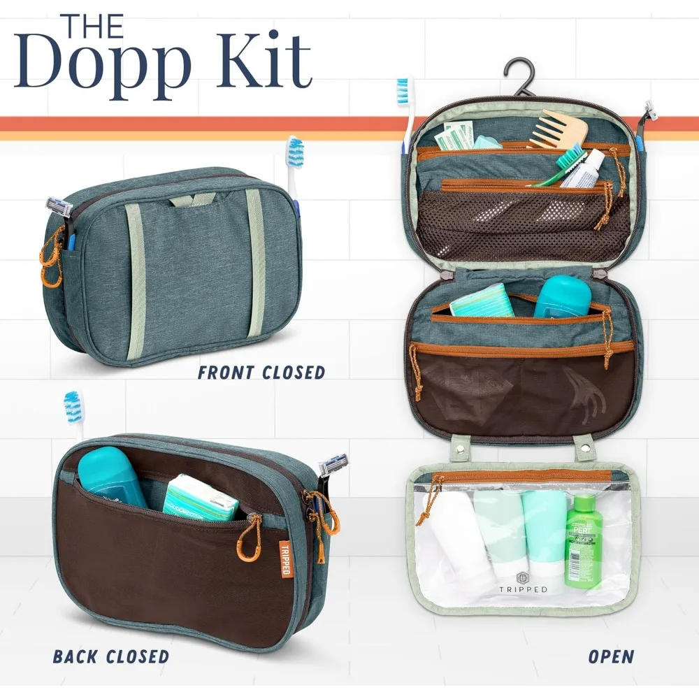 Hanging Travel Toiletry Bag Set with TSA Liquid Pouch and Ultralight Organizer for Easy Packing