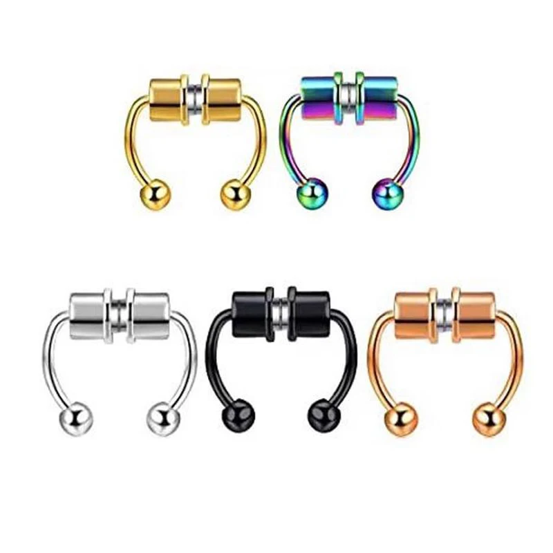 Stainless Steel Magnet Nose Ring Horseshoe Ring Nose Clip Non-pierced Nose Hoop Magnetic Nose Nail piercing nariz