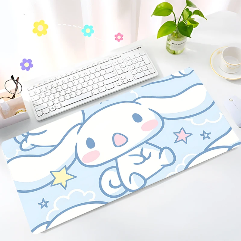 Large Kawaii Mouse Pad Laptop Cute Blue Anime Gaming Desk Mat PC Sanrio Cinnamoroll Mousepad Cartoon Gamer Cabinet Keyboard Rug