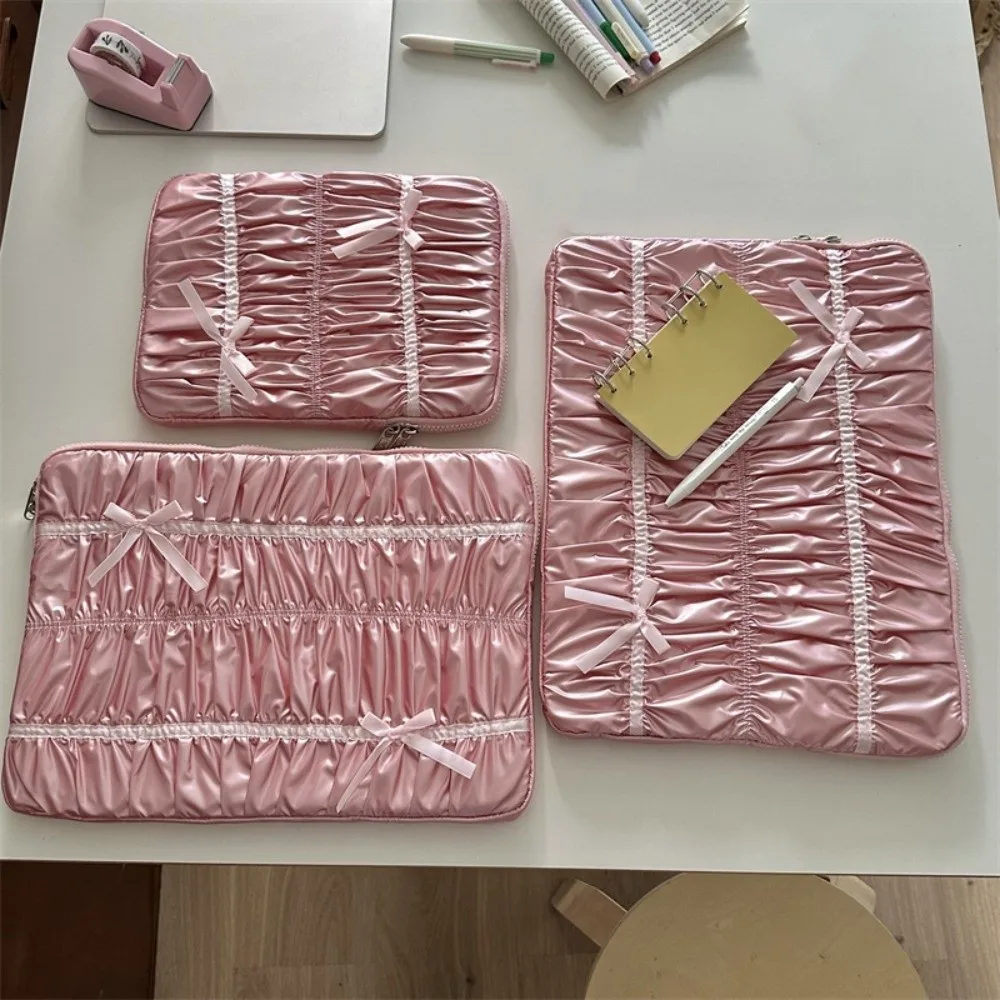 

Travel Bag Pleated Portable Laptop Bags Waterproof Bow Laptop Case Soft Material Lightweight Notebook Sleeve Travel