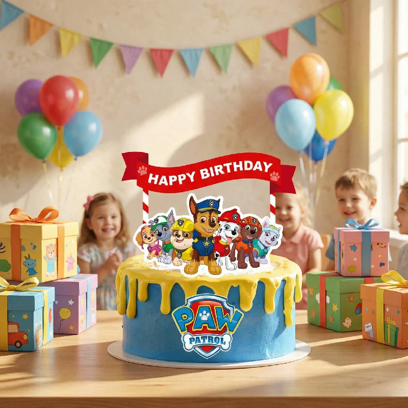 Ensemble de décoration de gâteau d'anniversaire Paw Patrol, dessin animé Patrulla Canina, décoration de gâteau pour enfants, garçons, filles, fournitures pour fête d'anniversaire