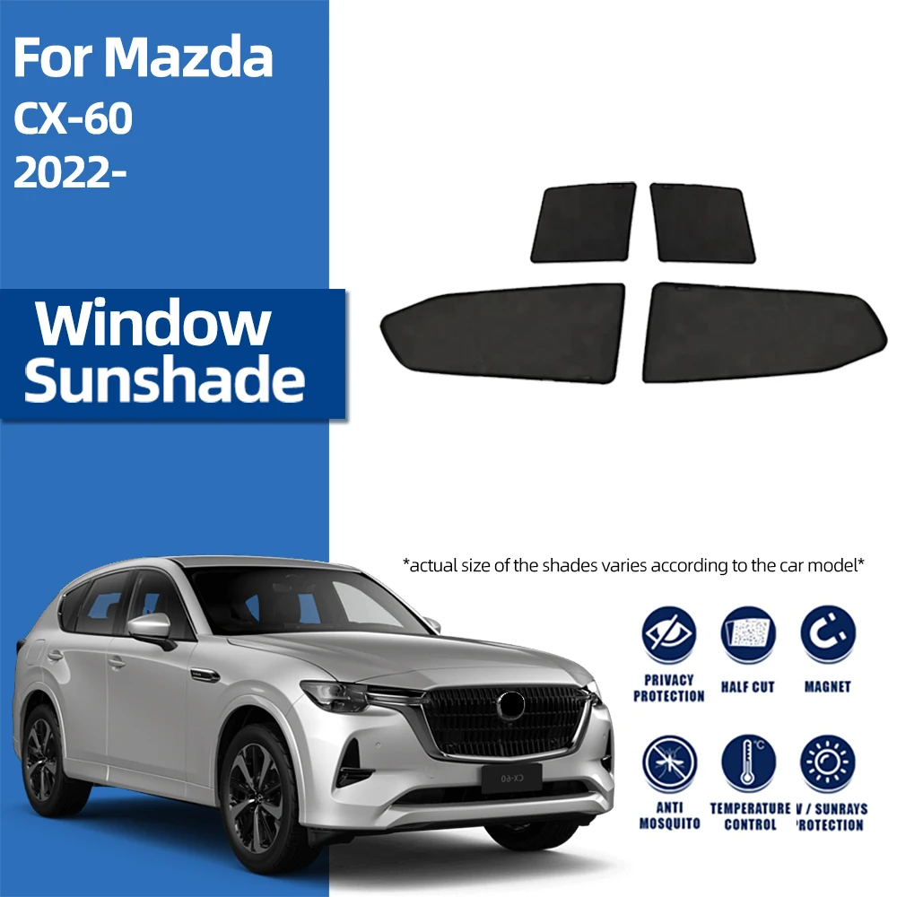 Для Mazda CX-60 CX60 2022 2023 2024 2025 Магнитный автомобильный солнцезащитный козырек, шторка на лобовое стекло, задняя боковая солнцезащитная шторка на детское окно