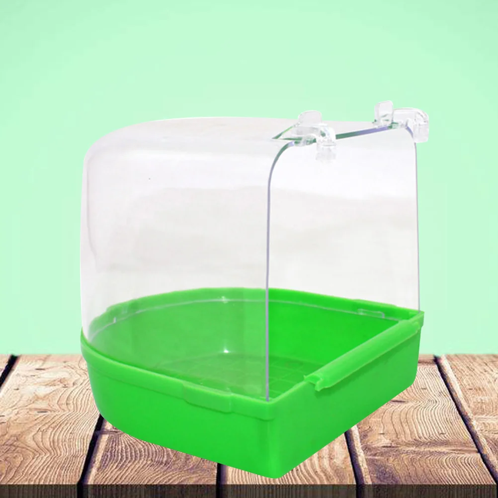 

Bird Bath Covered Cage Bath for Small Birds Canary Budgies Parrot Plastic Ecofriendly Semi Transparent Splash Proof