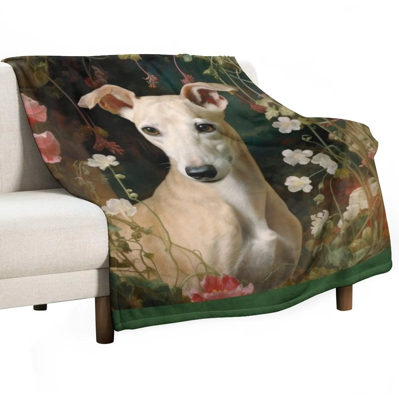 

Whippet dog in old romantic garden, dog portrait Throw Blanket heavy to sleep Multi-Purpose Nap Sofa Throw Blankets