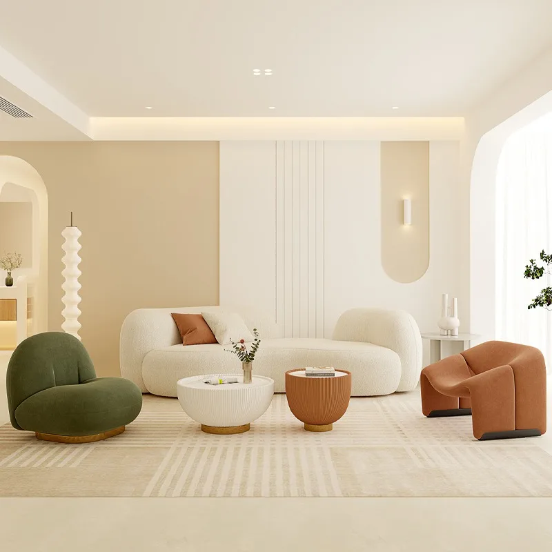Nordic cream style sofa modern simple living room small apartment beauty salon clothing reception rest area fabric sofa