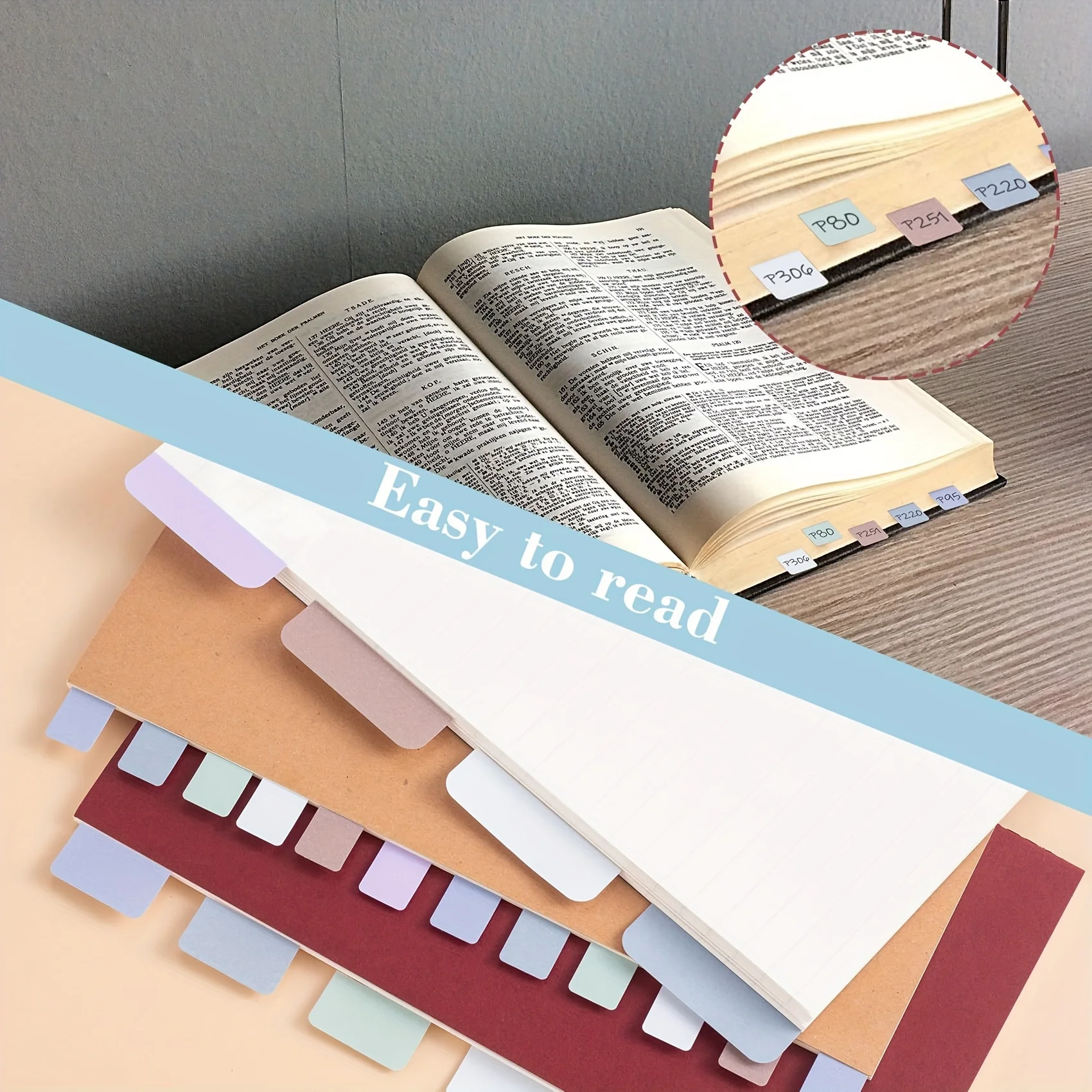 60-piece pack of large colored index labels, sticky page flags and markers for books, suitable for notebooks, archiving,