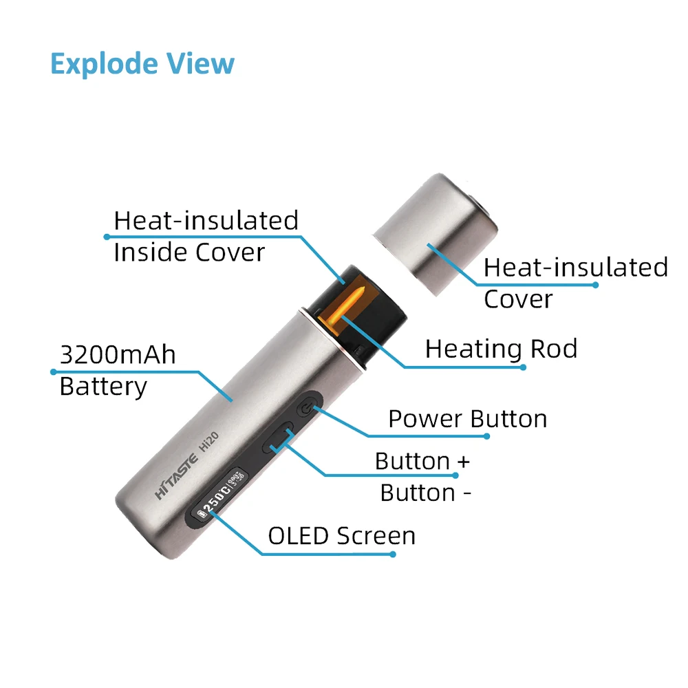 Imagem -02 - Hitaste-dispositivo de Exibição Oled Hi20 3200mah Temperatura Ajustável para 30 Pcs Sticks