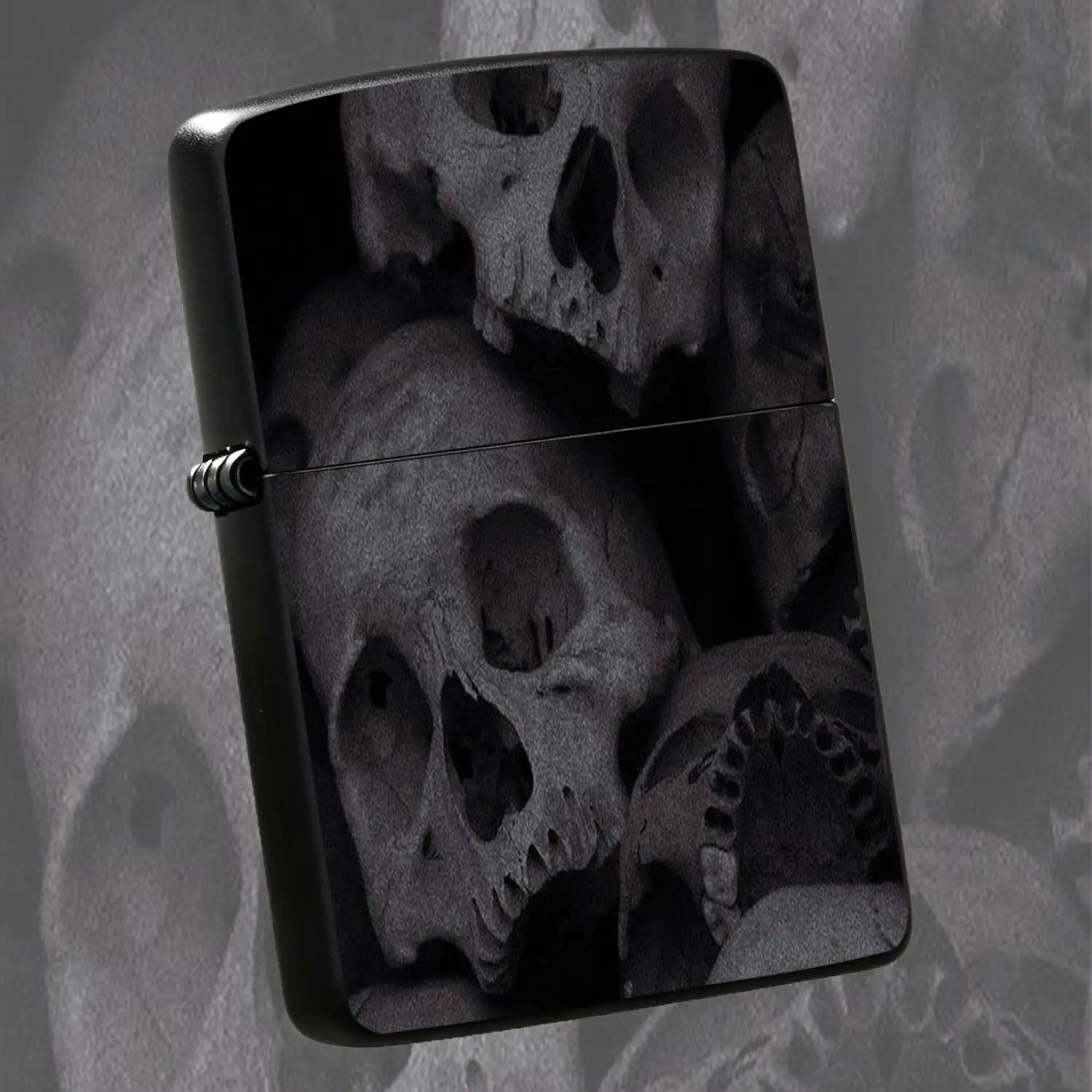 Dark Aesthetic Stacked Skulls Art Print Lighter, Trendy Unique Portable Igniter For Daily Outdoor Gathering, Multi-Scene Adapt Durable Cool Decor, Ideal Novelty Gift For Enthusiasts A Humorous And Interesting Lighter