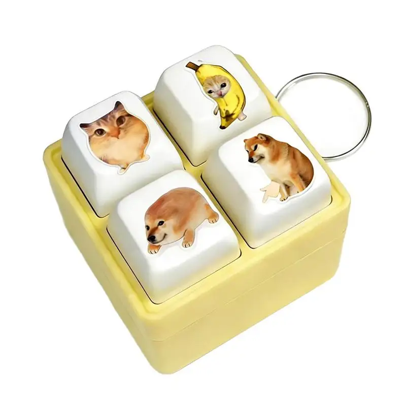 Mechanical Keyboard Fidget Keychain Stress Relief Keycap Sound Button Portable Toy for Desk Office Study Calming Aid