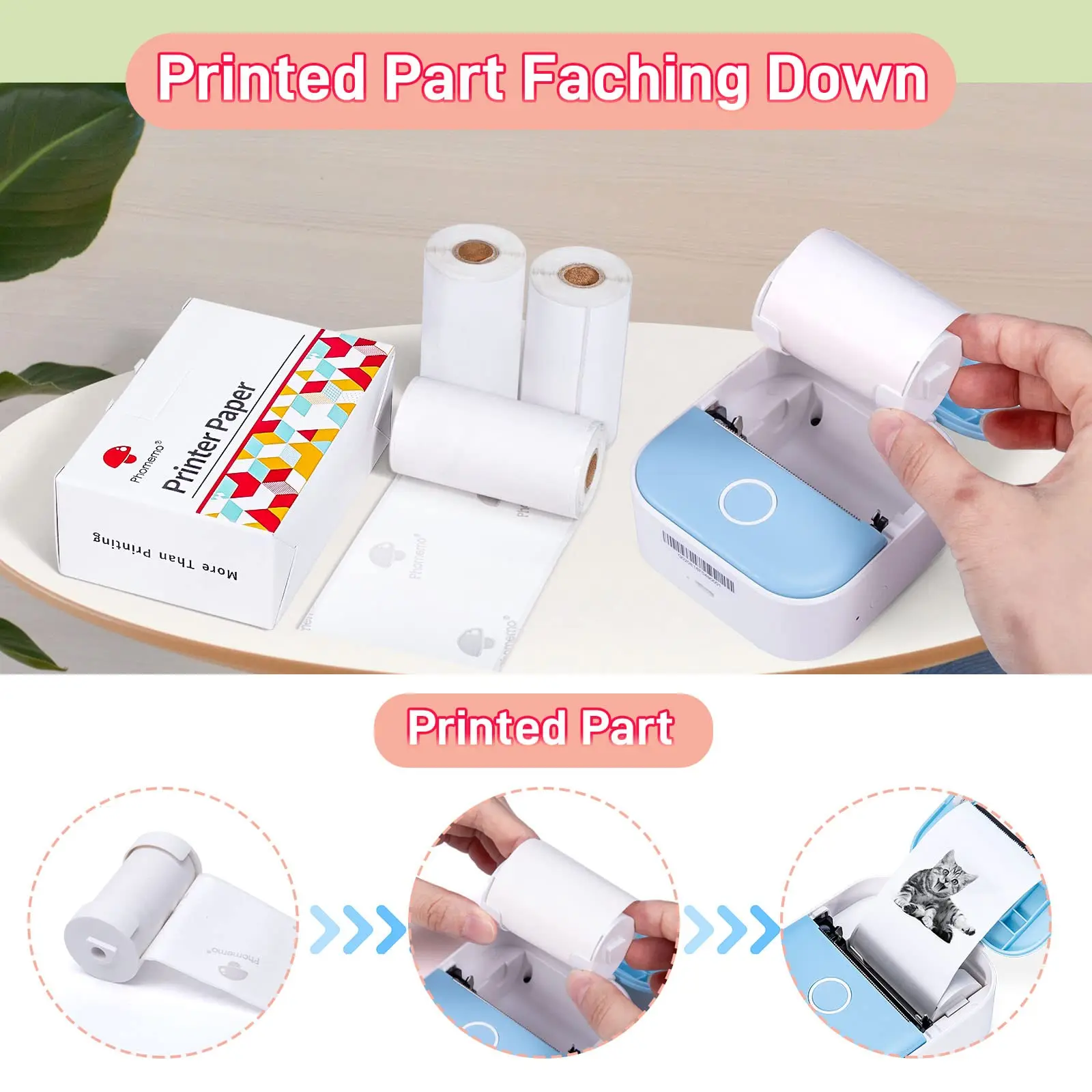 T02 Plakkerig Wit Thermisch Papier Voor Phomemo T02 Mini Pocket Printer Zelfklevend Paper-10-Years-50mmx3.5m Wit Papier 3 Rollen