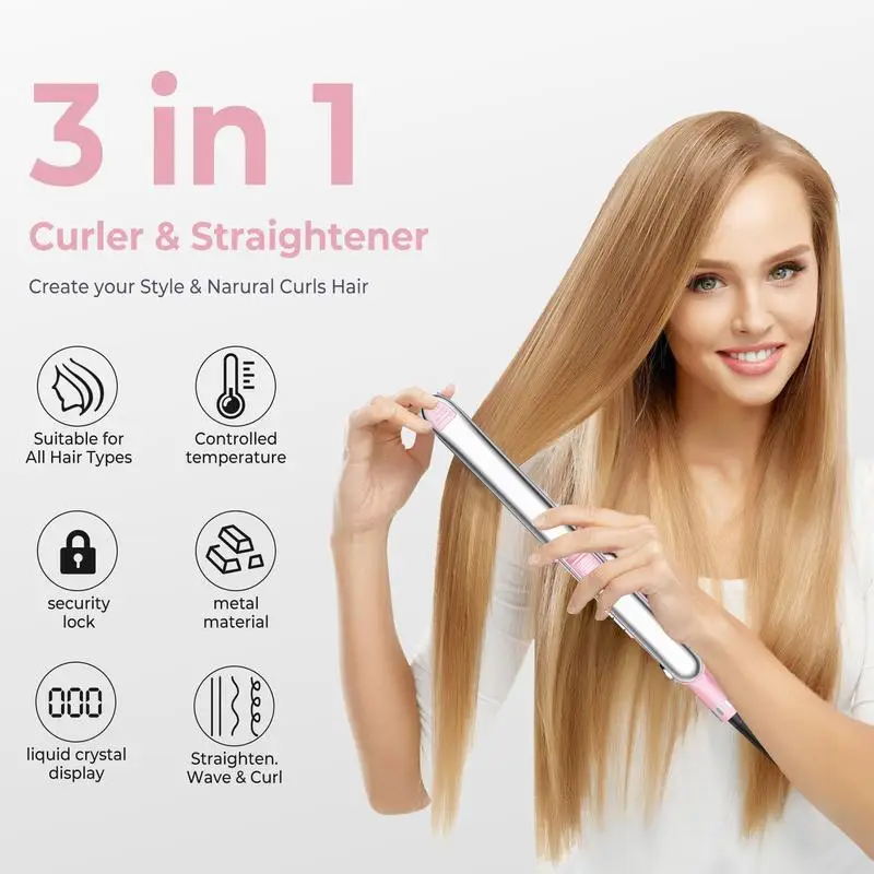 Professional Flat Iron Hair Straightener, Titanium Hair Straightening Ionic Fast Heating  Tools, 2 in 1   Styling Tools