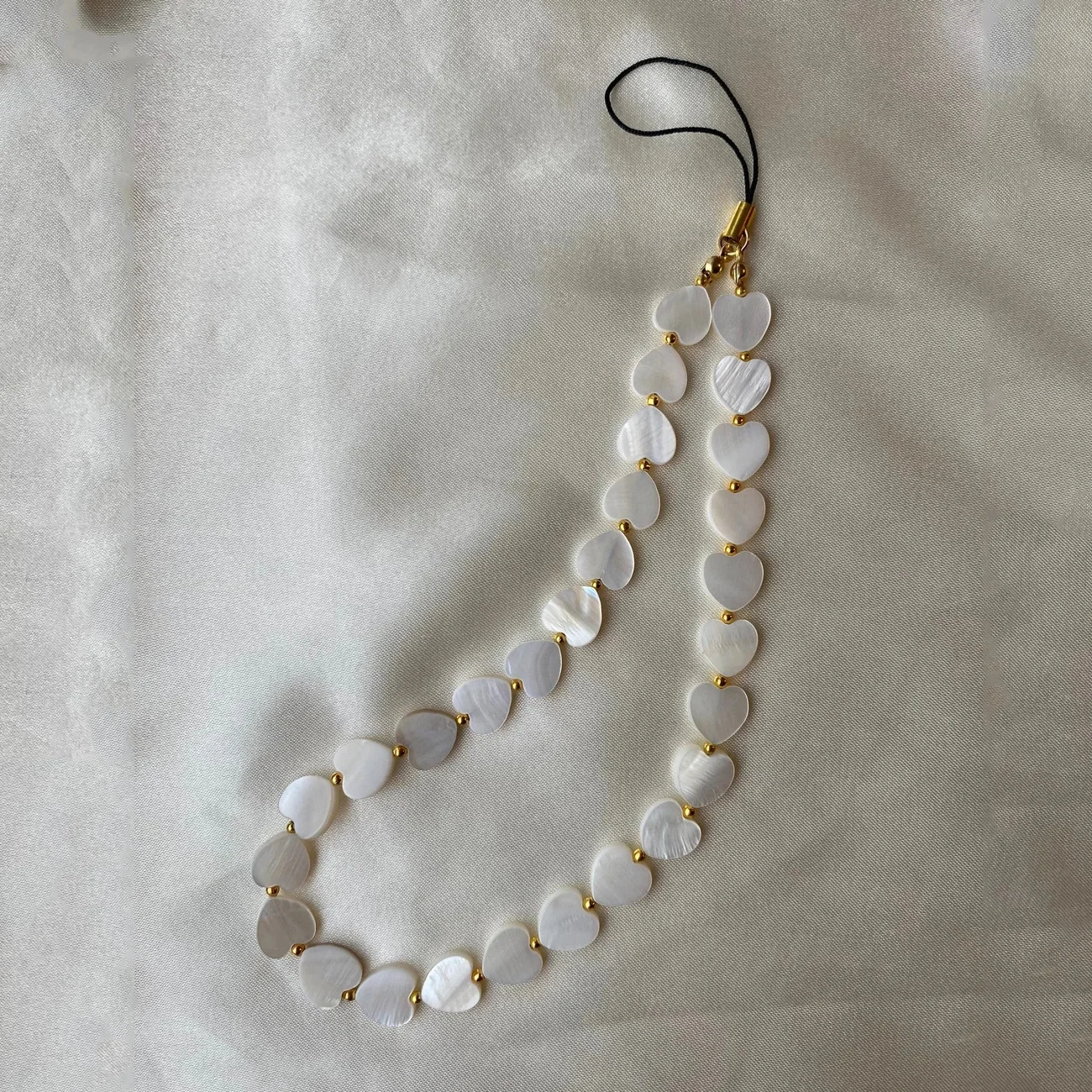 Love Heart Shell Beaded Mobile Phone Chain Key Chain Pendant Simple Mobile Phone Case Accessories Jewelry  Female