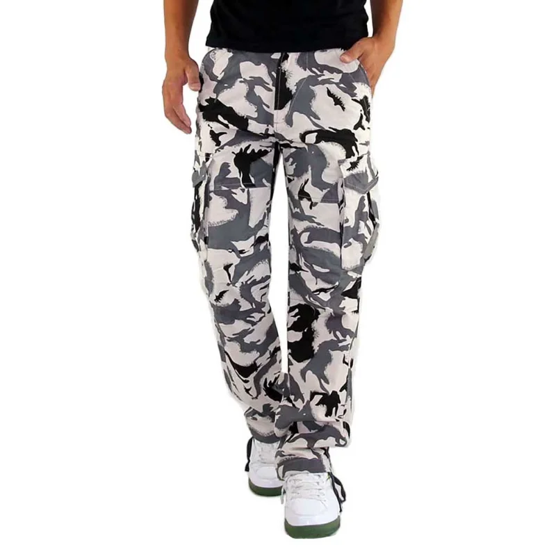 Pantalon Cargo décontracté, nouvelle mode, Streetwear ample, salopette Camouflage de neige pour homme, Baggy à poches multiples sur le champ de bataille