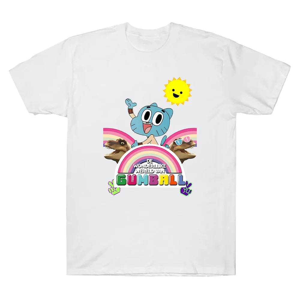 De Wonderlijke Wereld Van Gumball T-shirt The Amazing World of Gumball Cartoon Print Clothes Soft Cotton Creative Unisex T Shirt