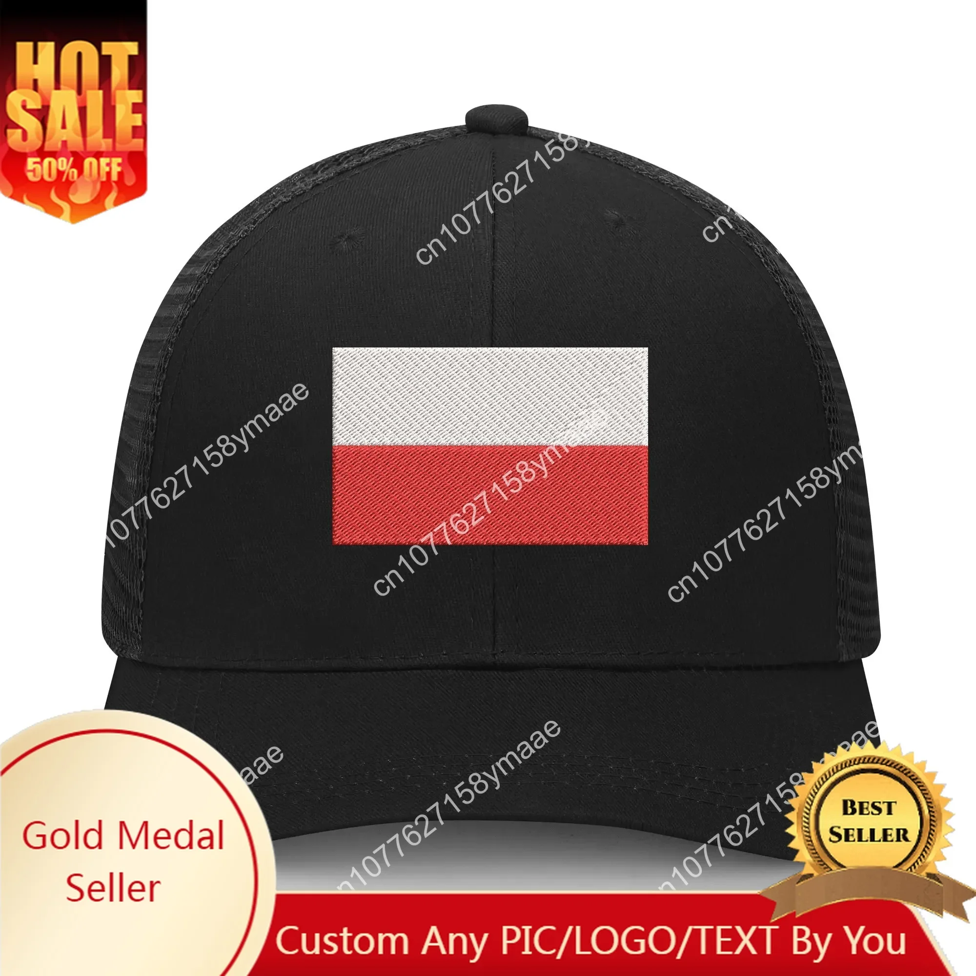 

Poland Flag Embroidery Hat Mens Womens Sports Baseball Hat Breathable Mesh Summer Sun Visor Headwear Custom Made Caps Logo