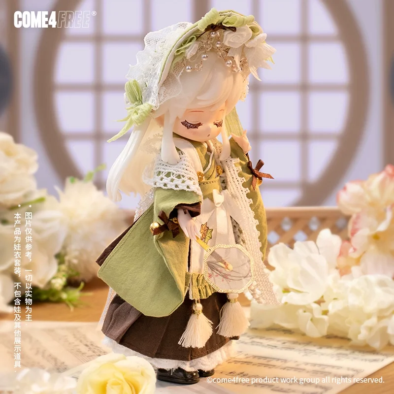 COME4FREE 말차 드레스 의상 세트 1/12 BJD 인형 디저트 시리즈 OB11 인형 의류 액세서리 취미용