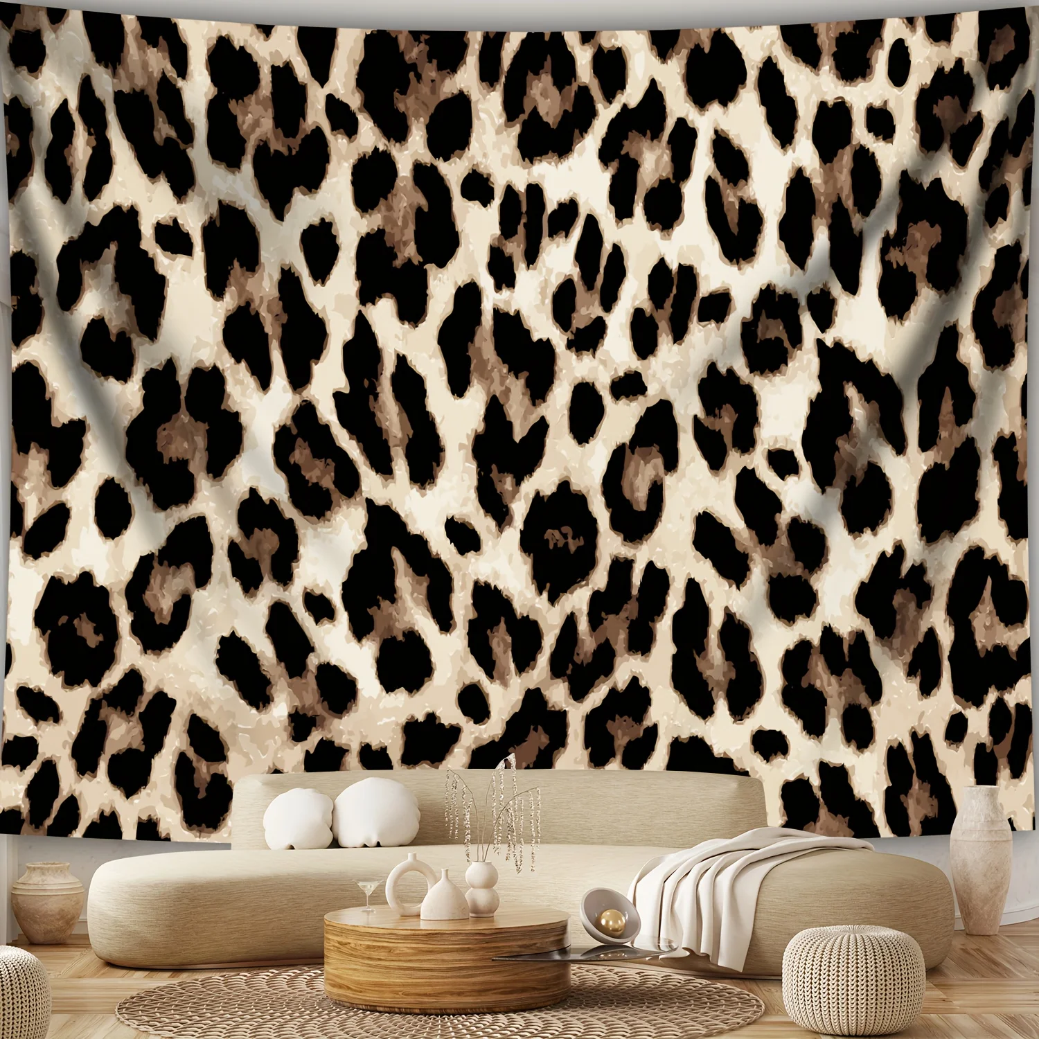VIKAMA Mode Leopardenmuster Wandbehang Wohnzimmer, Schlafzimmer, Büro Wanddekoration Live-Streaming Hintergrund Wandteppich Home Decor