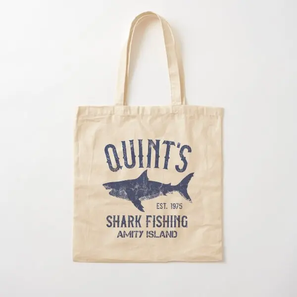 Quint Is Shark Fishing Amity Island 197  Canvas Bag Shopper Ladies Fabric Reusable Shoulder Bag Fashion Tote Foldable Unisex