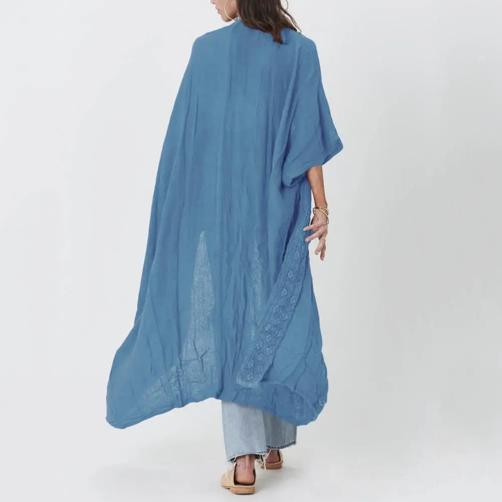 Women Long Sleeve Cardigan Coat Coat Lady Beach Cardigan Sunscreen Anti-uv Lace Cover-up Bohemian Style Long Sleeve Vacation