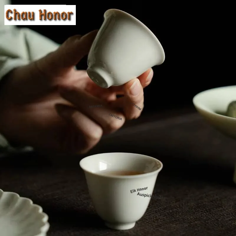 Lot de 2 tasses à thé en céramique grise rétro, style bois, couleur unie, pour dégustation, tasse individuelle, tasse maîtresse, usage domestique, Chazhan Kung Fu Teaset, 30 ml