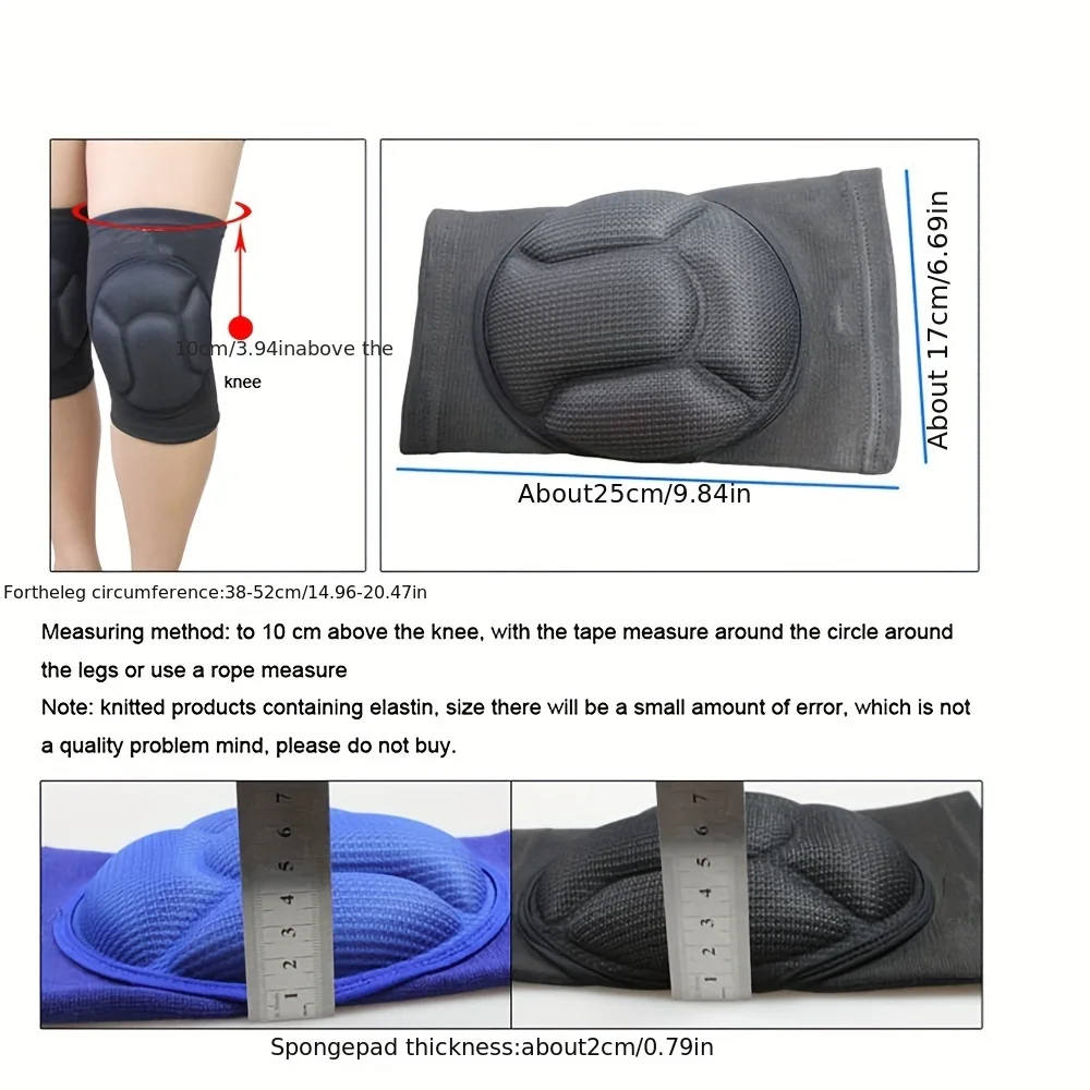 Order A Size Up, 1 Pair Knee Brace With Cushion, Thickening Football Volleyball Extreme Sports Knee Pads Brace Support, Cycling