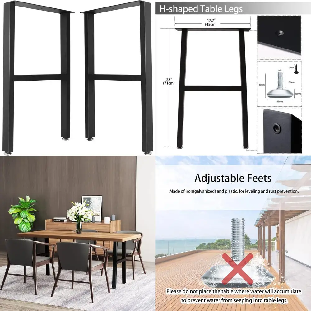 

Heavy Duty Square Tube Metal Desk Legs for DIY Furniture, Ideal for Dining, Coffee, and Computer Tables